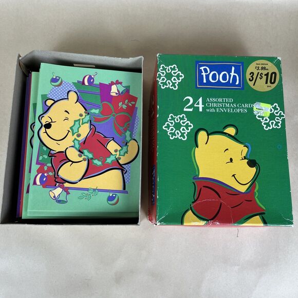34 VTG 2000s Christmas Cards Base On Disney “ Winnie The‎ Pooh” - 5 Designs - Picture 12 of 14